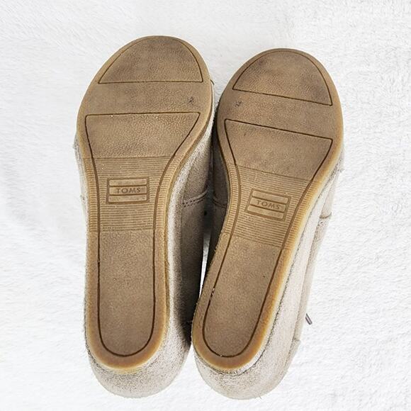 Toms Wedge Bootie Women 7.5 Desert Wedge Lace up Bootie in Taupe Suede 300415 - Picture 8 of 9